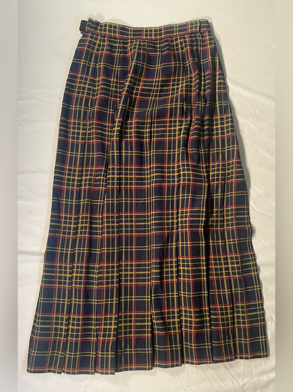 Vintage 70s-80s Midi Plaid Pleated Skirt Dark Academia Preppy Gloria Sachs Sz 6